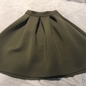 Olive green pleated skirt